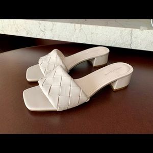 Marc Fisher white braided block heel sandal